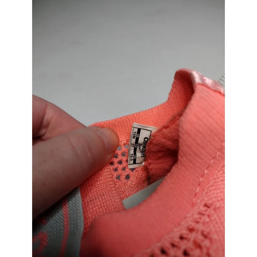OshKosh Bgosh Girls Coral Pink Heart‎ Knit Slip On Size 10 Splash Shoes